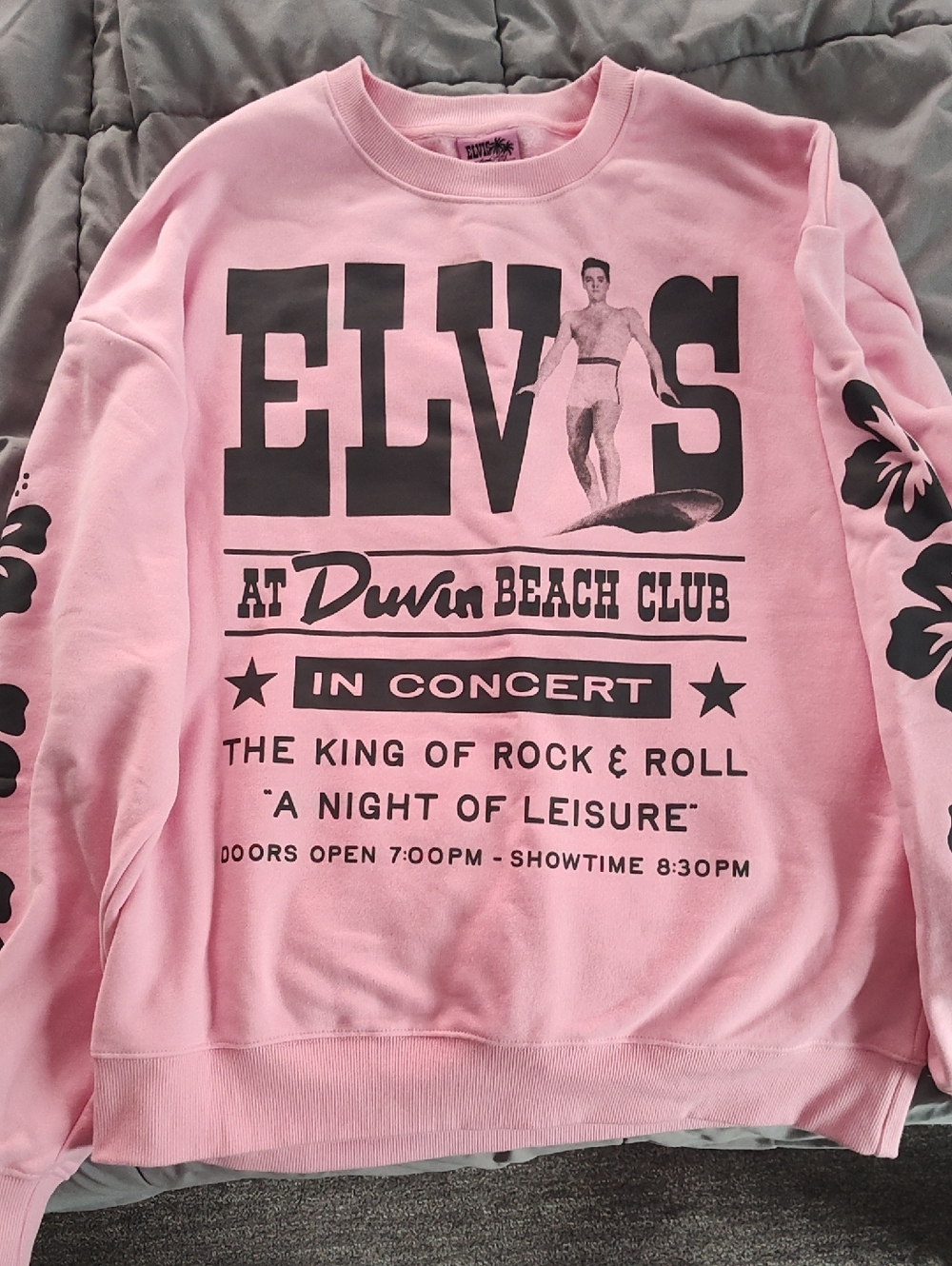 Duvin Elvis Pink Graphic Sweatshirt - Mens Casual Pullover, Sz L